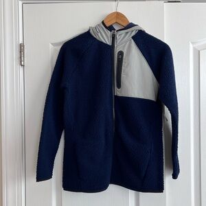 Old Navy Kids Navy and Gray Hooded Fleece Jacket